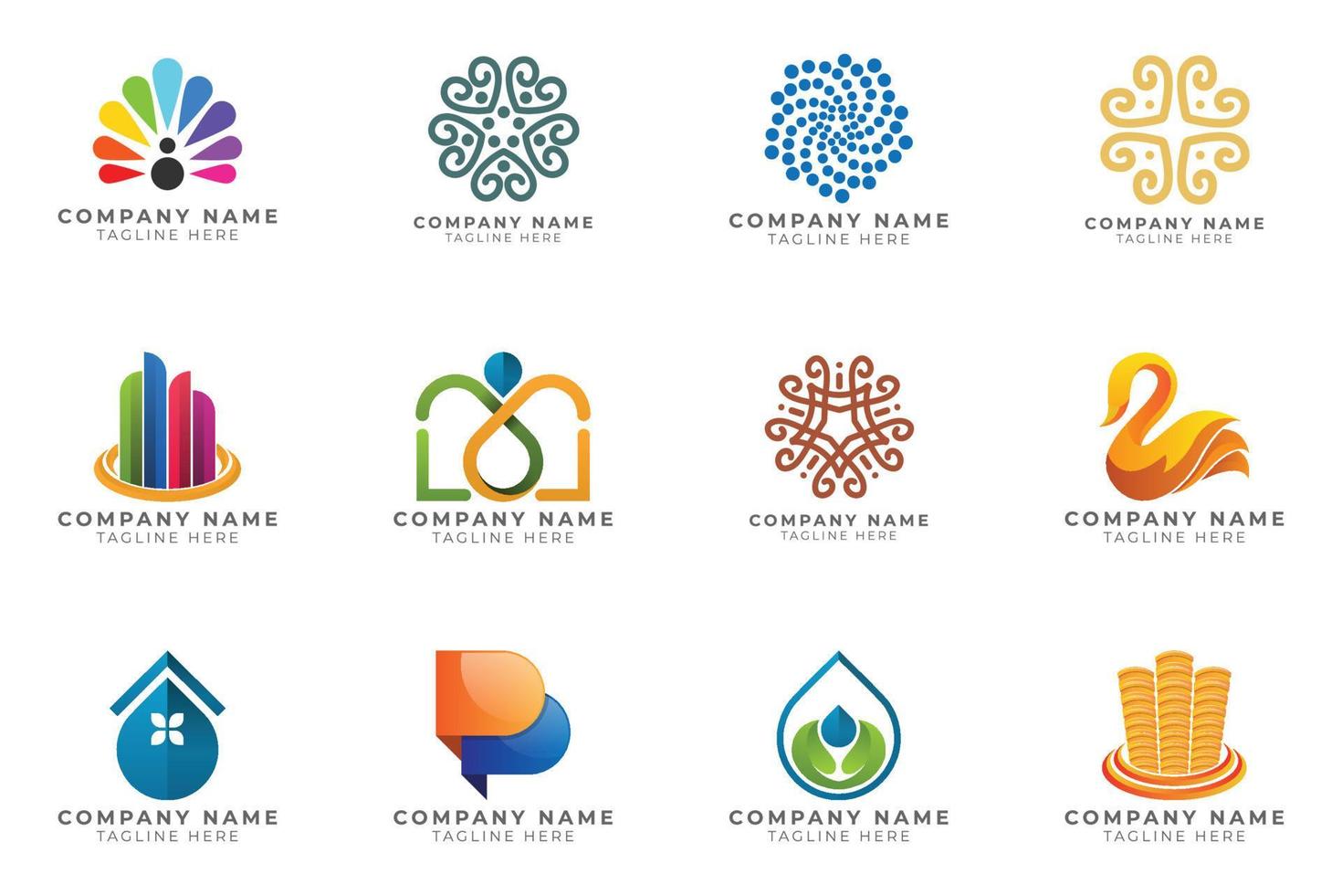 Logo set modern and creative branding idea collection for business company. vector