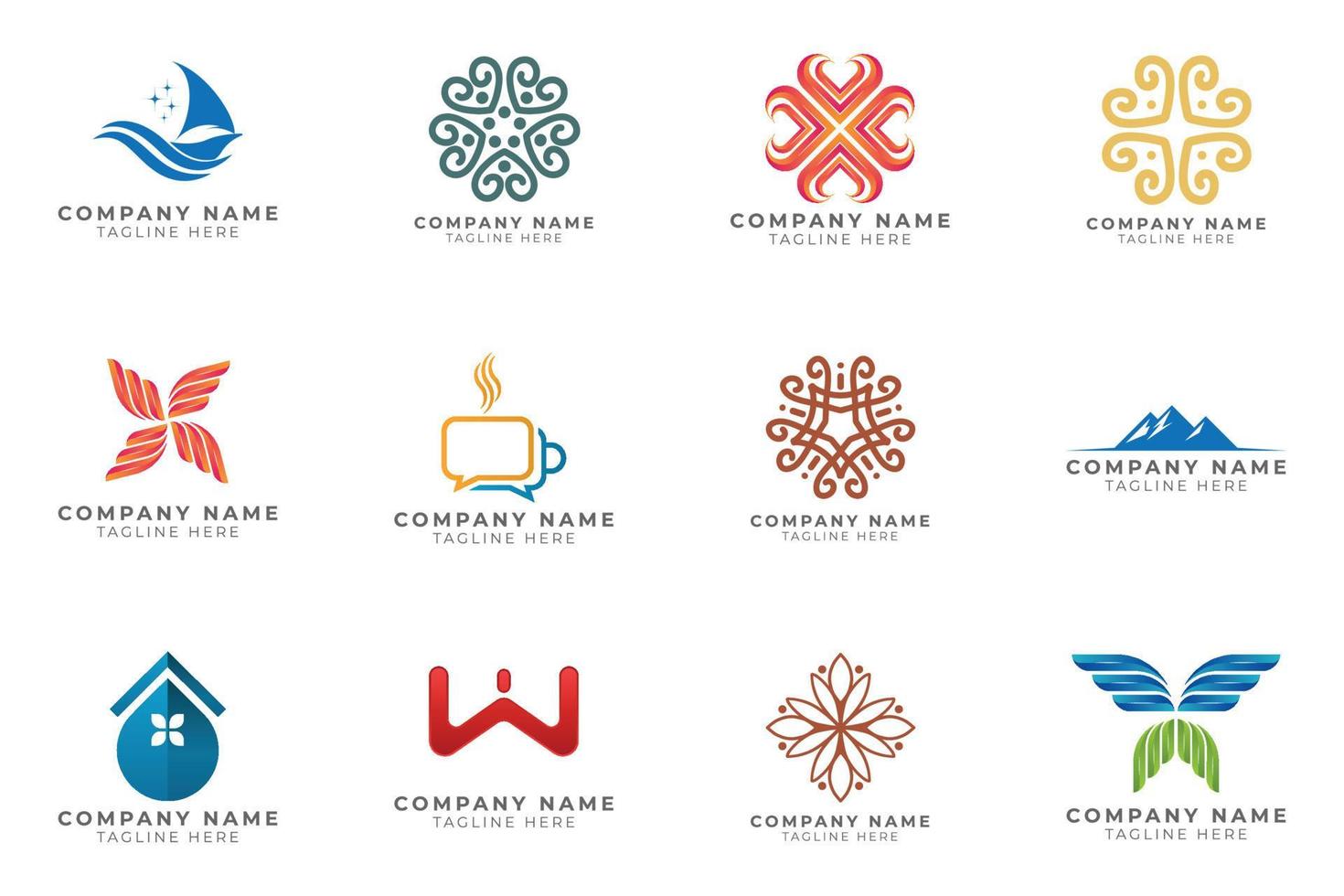 Logo set modern and creative branding idea collection for business company. vector