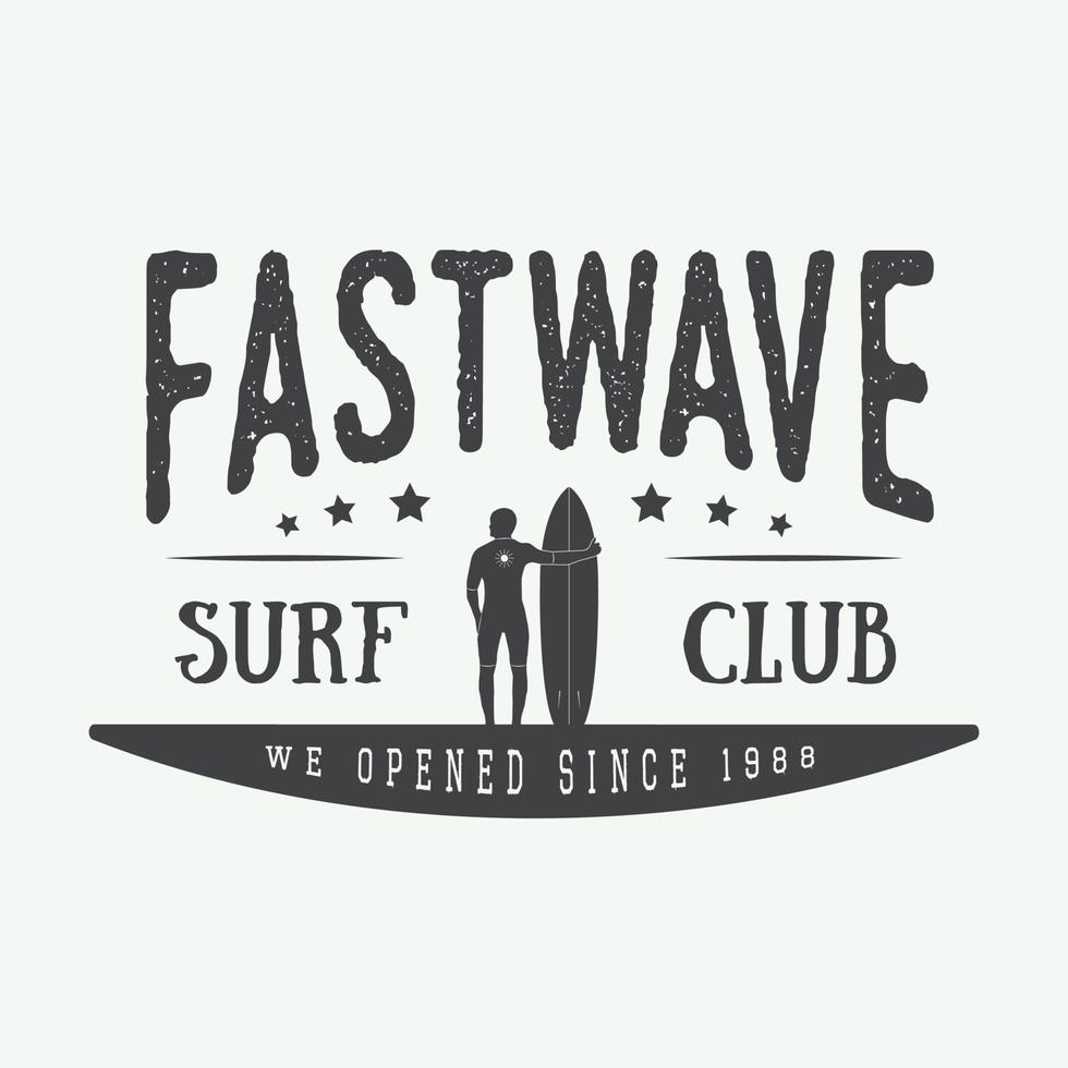 Surfing logo, label or badge. Vector illustration