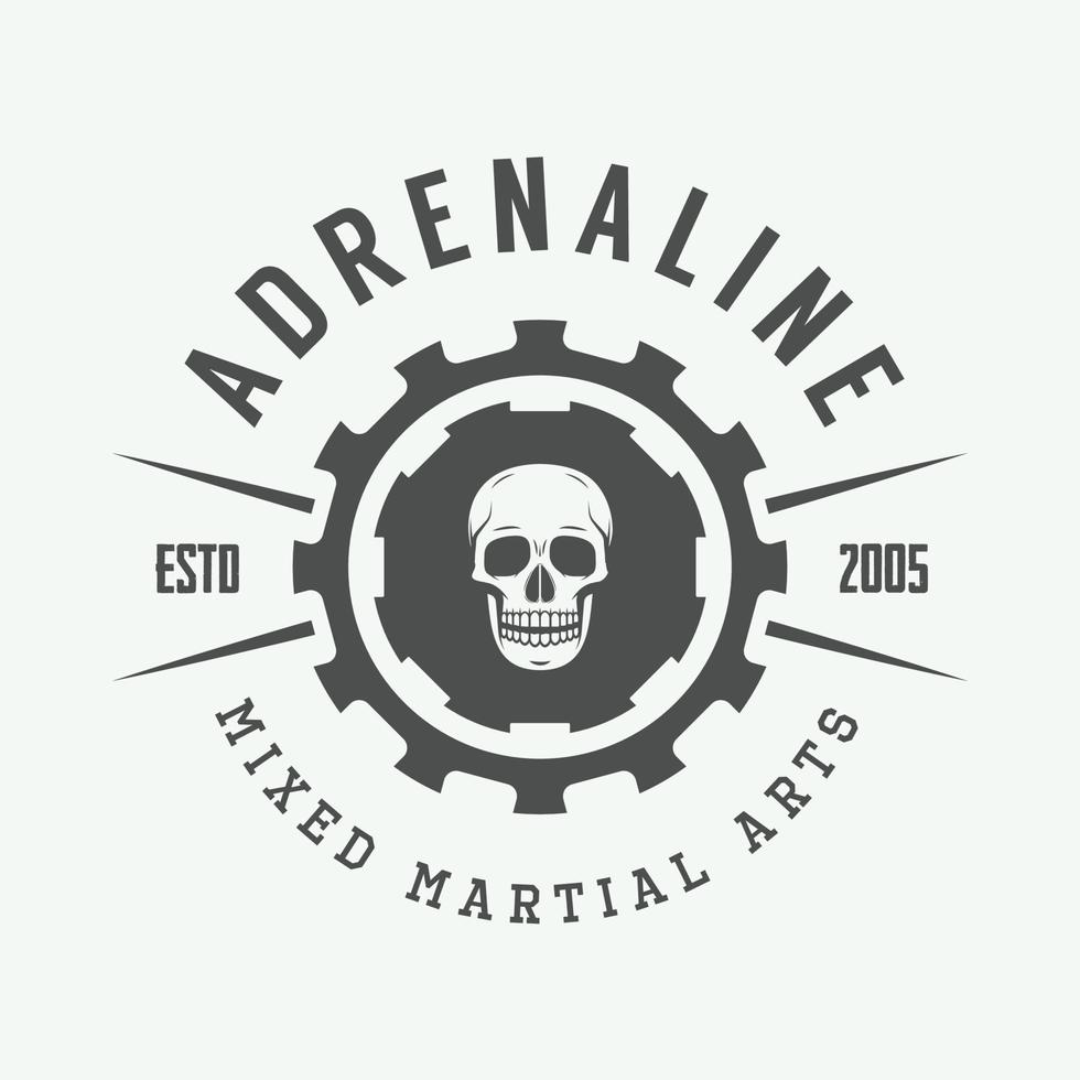 Vintage mixed martial arts logo, badge or emblem. Vector illustration. Monochrome Graphic Art.