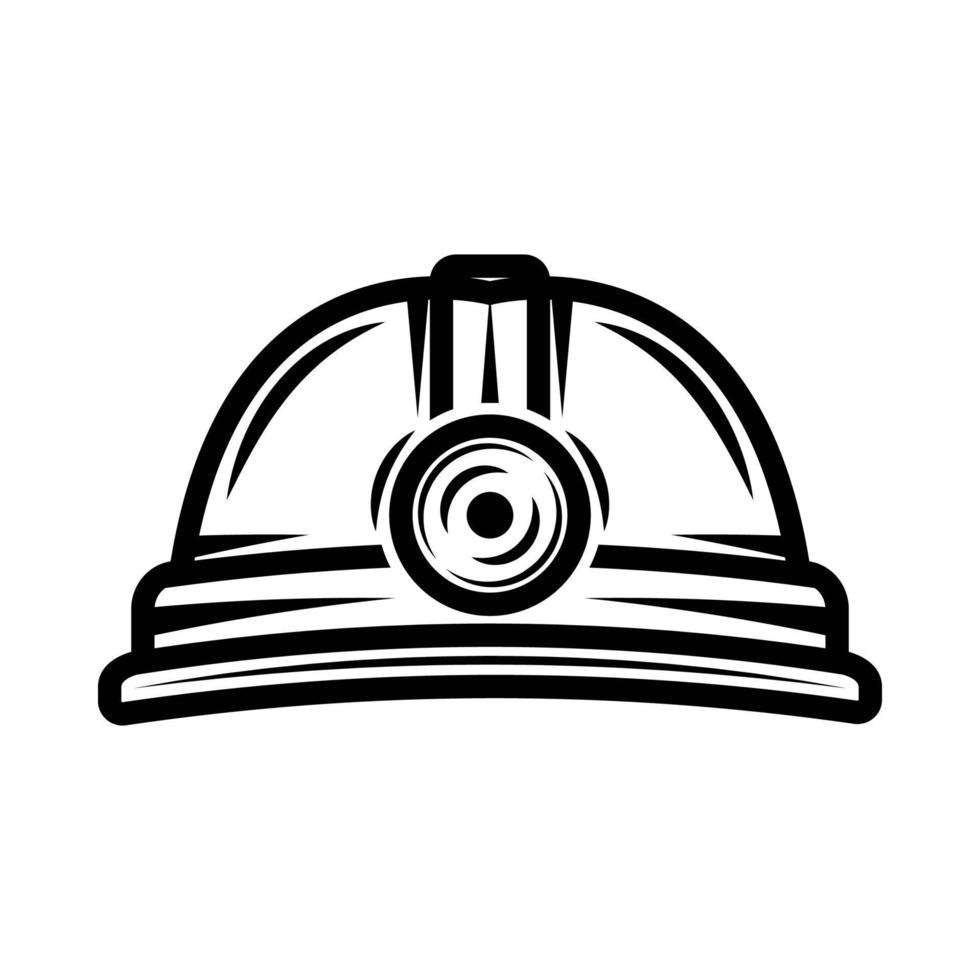 Vintage mining helm. Can be used like emblem, logo, badge, label. mark, poster or print. Monochrome Graphic Art. Vector