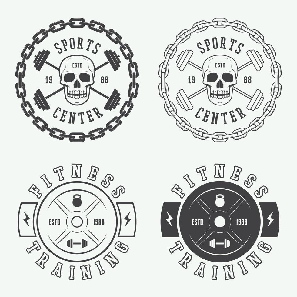 conjunto de logotipos, etiquetas y eslóganes de gimnasio en estilo vintage vector