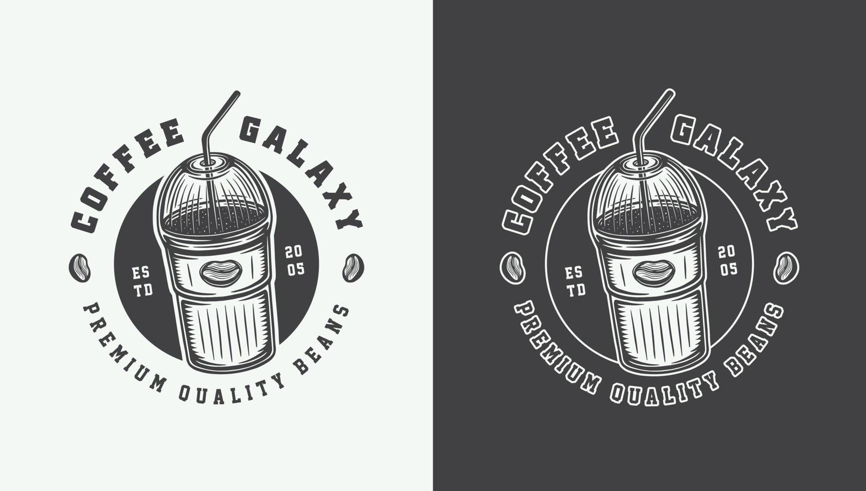 Set of vintage retro style coffee emblems, logos, badges. Can be used like poster or print. Monochrome Graphic Art. Vector Illustration. Detailed woodcut style design.