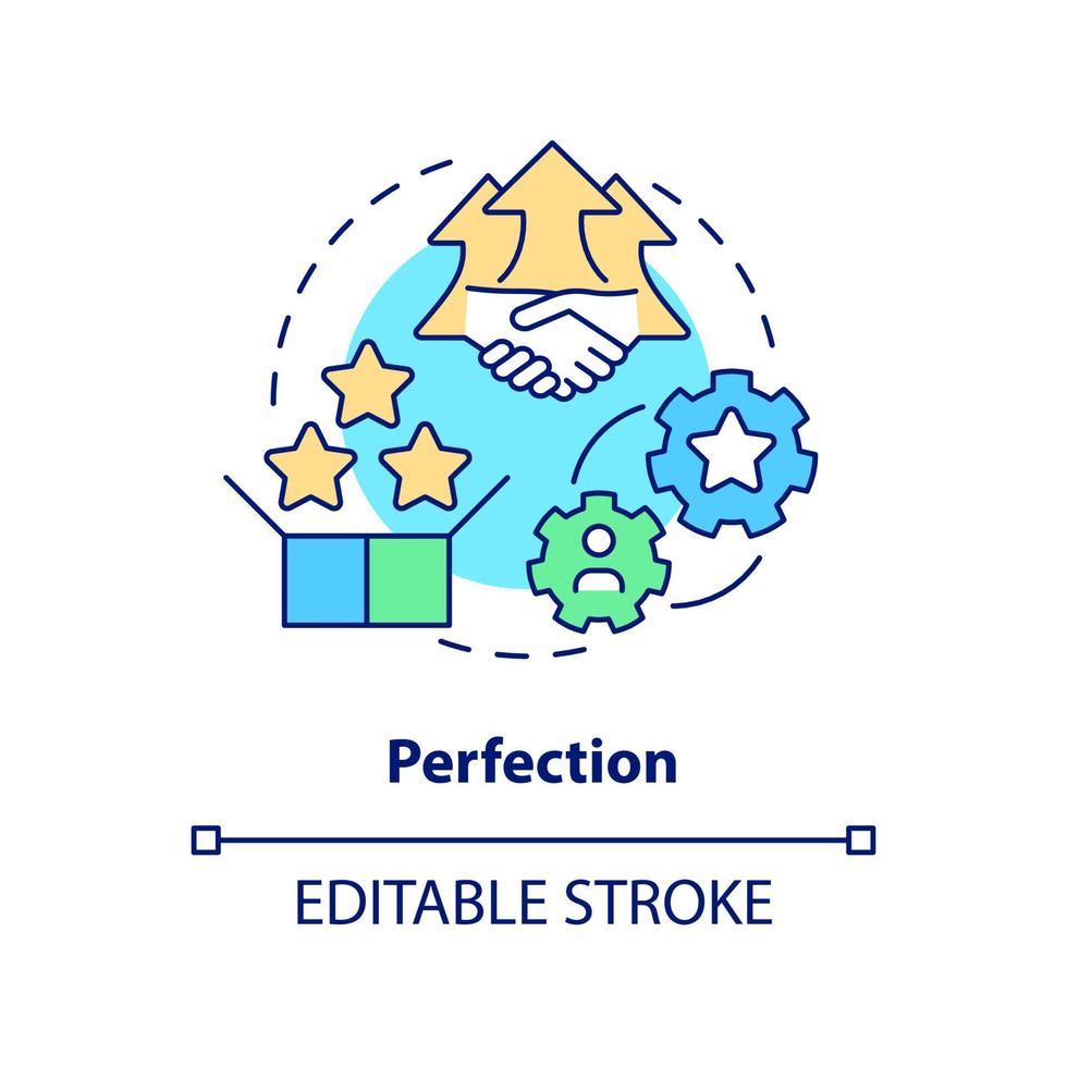 Perfection concept icon. Continuous production. Lean manufacturing key principle abstract idea thin line illustration. Isolated outline drawing. Editable stroke. vector