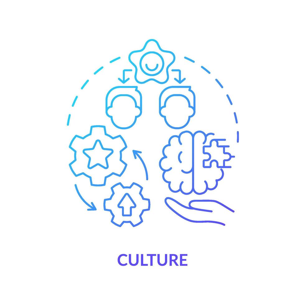 Culture blue gradient concept icon. Innovation management mainstay abstract idea thin line illustration. Active employee involvement. Isolated outline drawing. vector