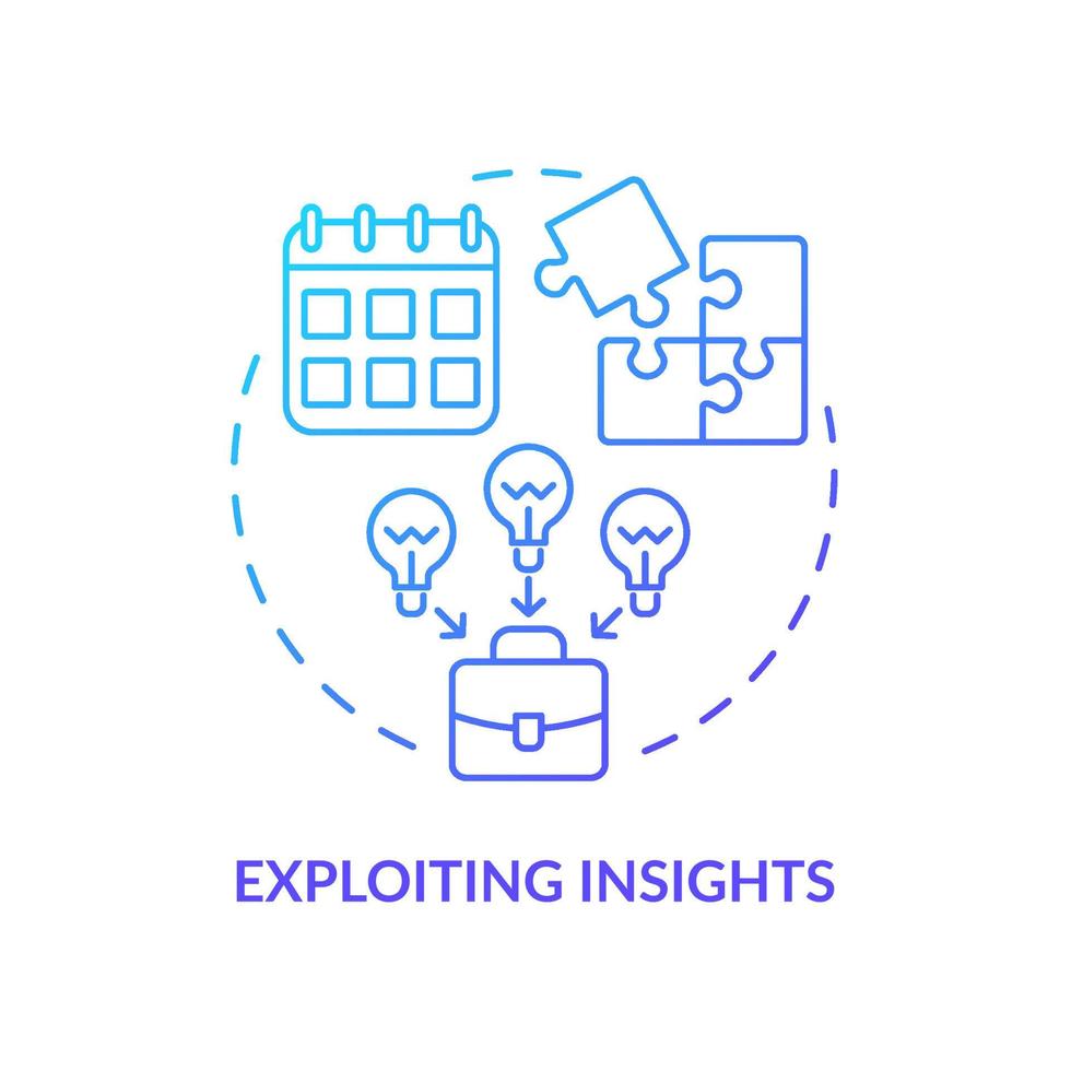 Exploiting insights blue gradient concept icon. Innovation management abstract idea thin line illustration. Build insightful knowledge. Isolated outline drawing. vector