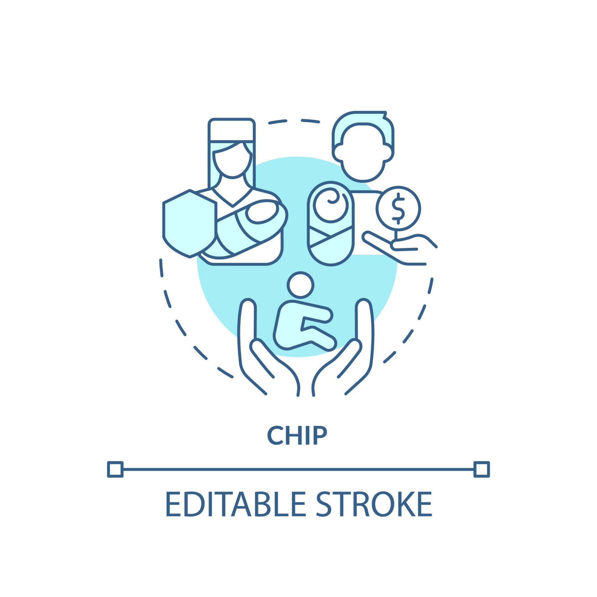 CHIP turquoise concept icon. Children health insurance program