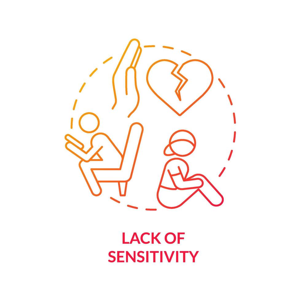 Lack of sensitivity red gradient concept icon. Toxic relationship. Feature of dysfunctional families abstract idea thin line illustration. Isolated outline drawing. vector