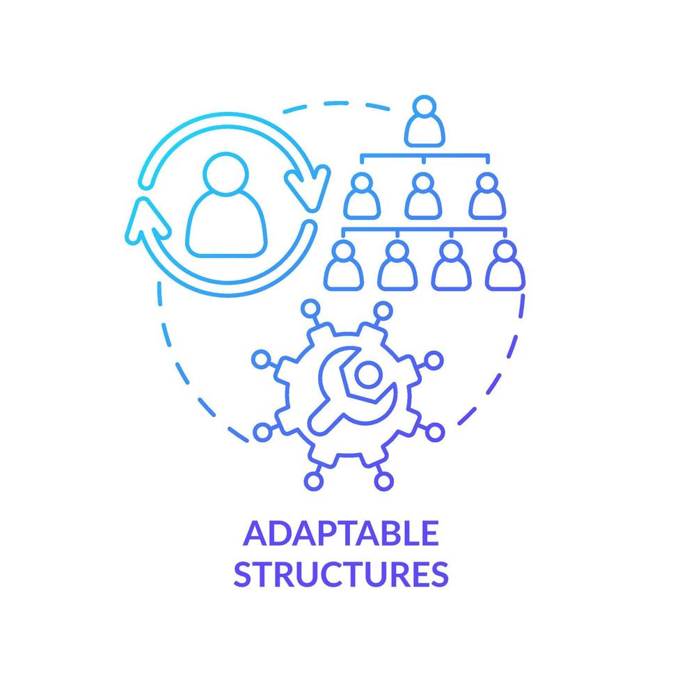 Adaptable structures blue gradient concept icon. Principle for managing innovation abstract idea thin line illustration. Adaptive model. Isolated outline drawing. vector