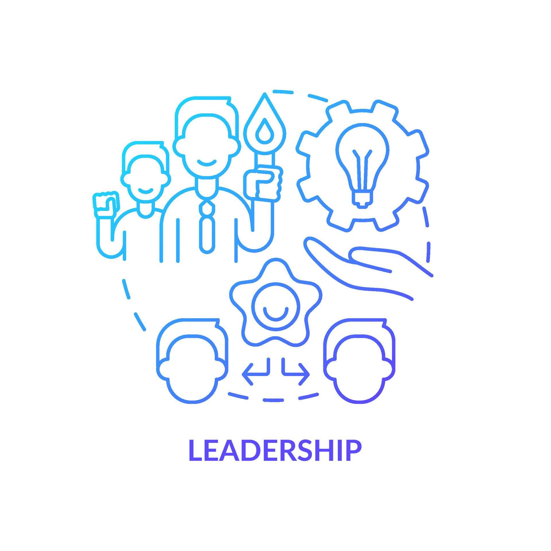 Leadership blue gradient concept icon. Innovation management key area