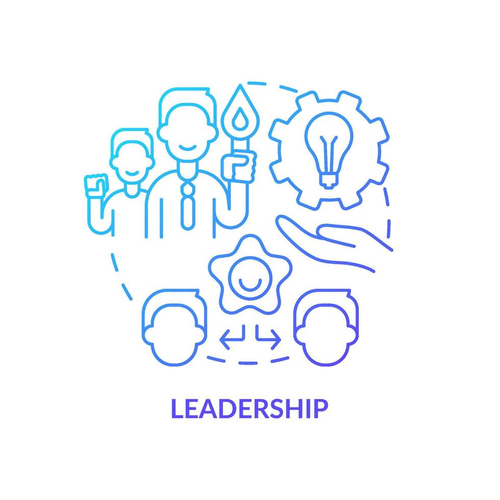 Leadership blue gradient concept icon. Innovation management key area abstract idea thin line illustration. Inspire worker productivity. Isolated outline drawing. vector