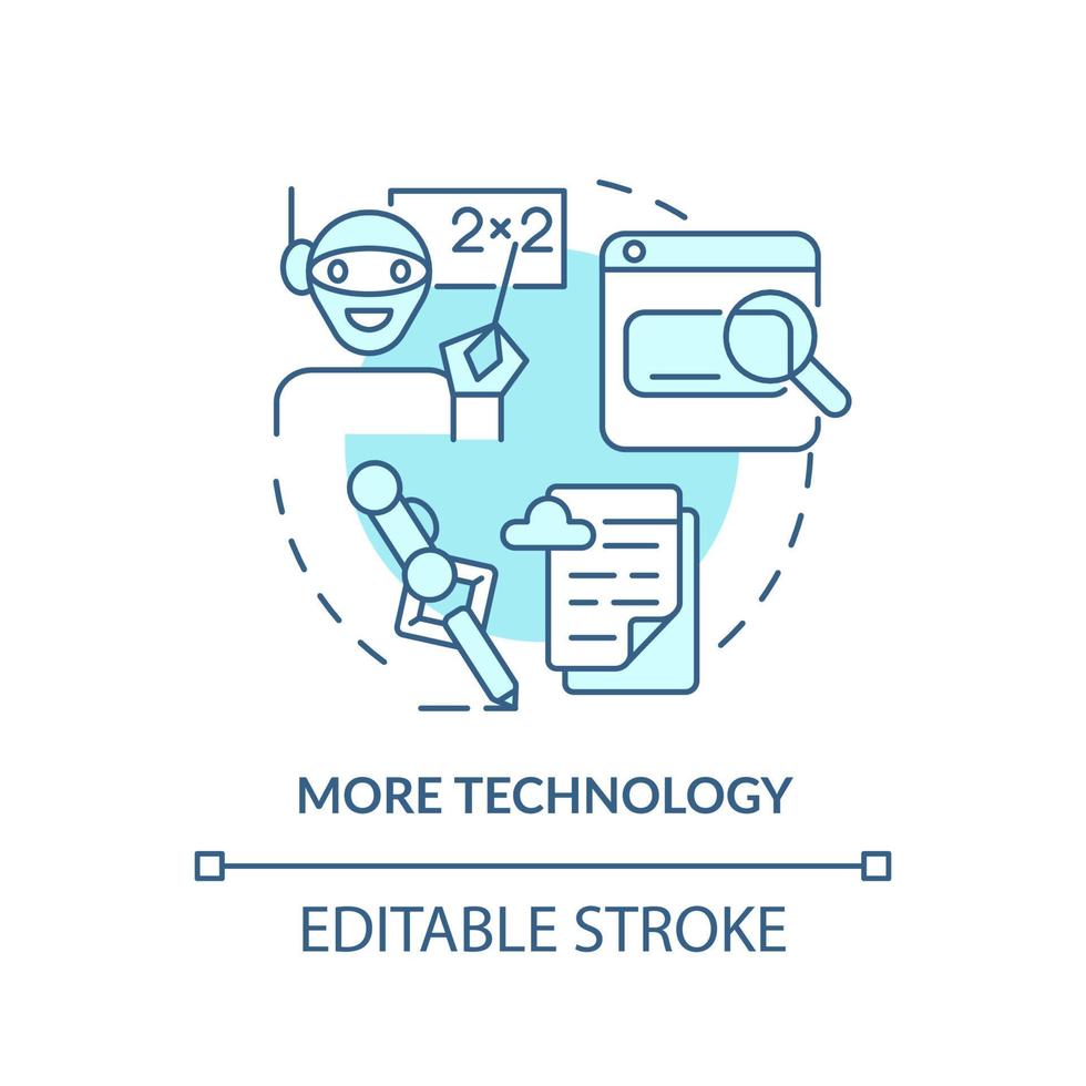 More technology turquoise concept icon. Software to study and teach. Education trend abstract idea thin line illustration. Isolated outline drawing. Editable stroke. vector