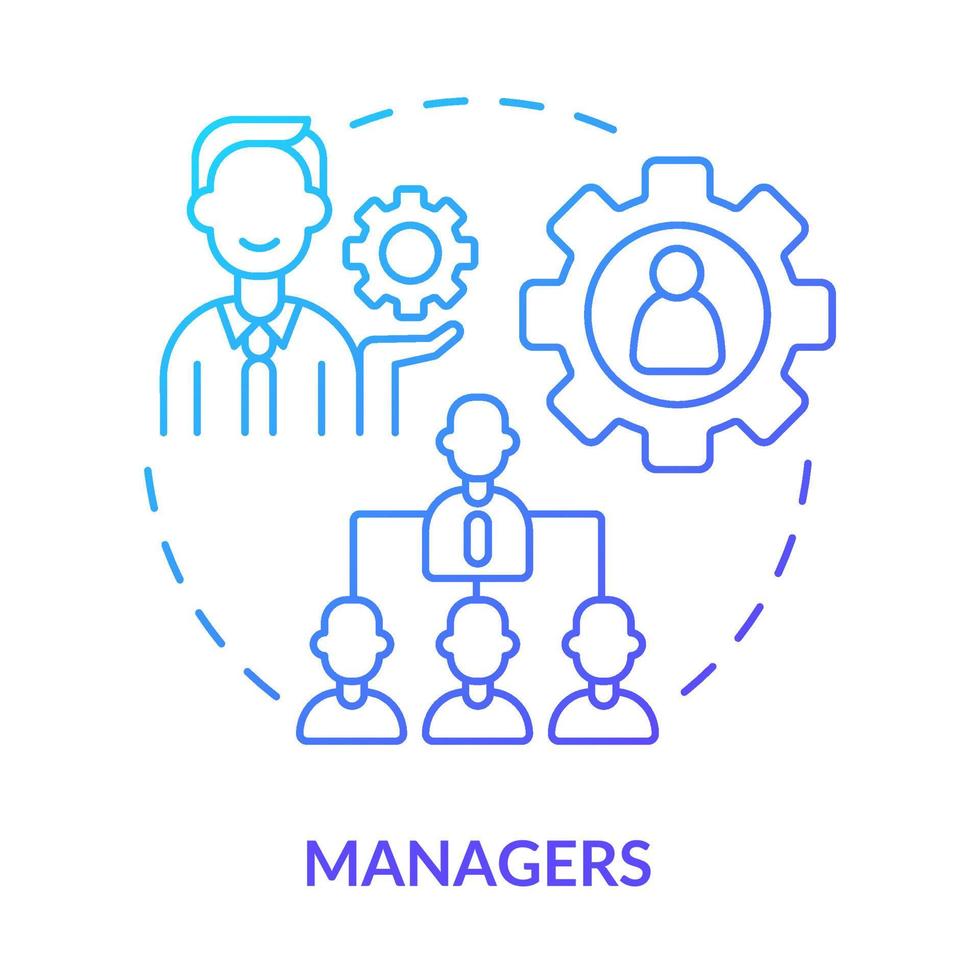 Managers blue gradient concept icon. Category of cooperative members abstract idea thin line illustration. Sustain company development. Isolated outline drawing. vector
