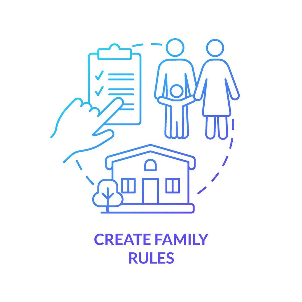 Create family rules blue gradient concept icon. Discipline and behaviour. Encouraging teamwork abstract idea thin line illustration. Isolated outline drawing. vector