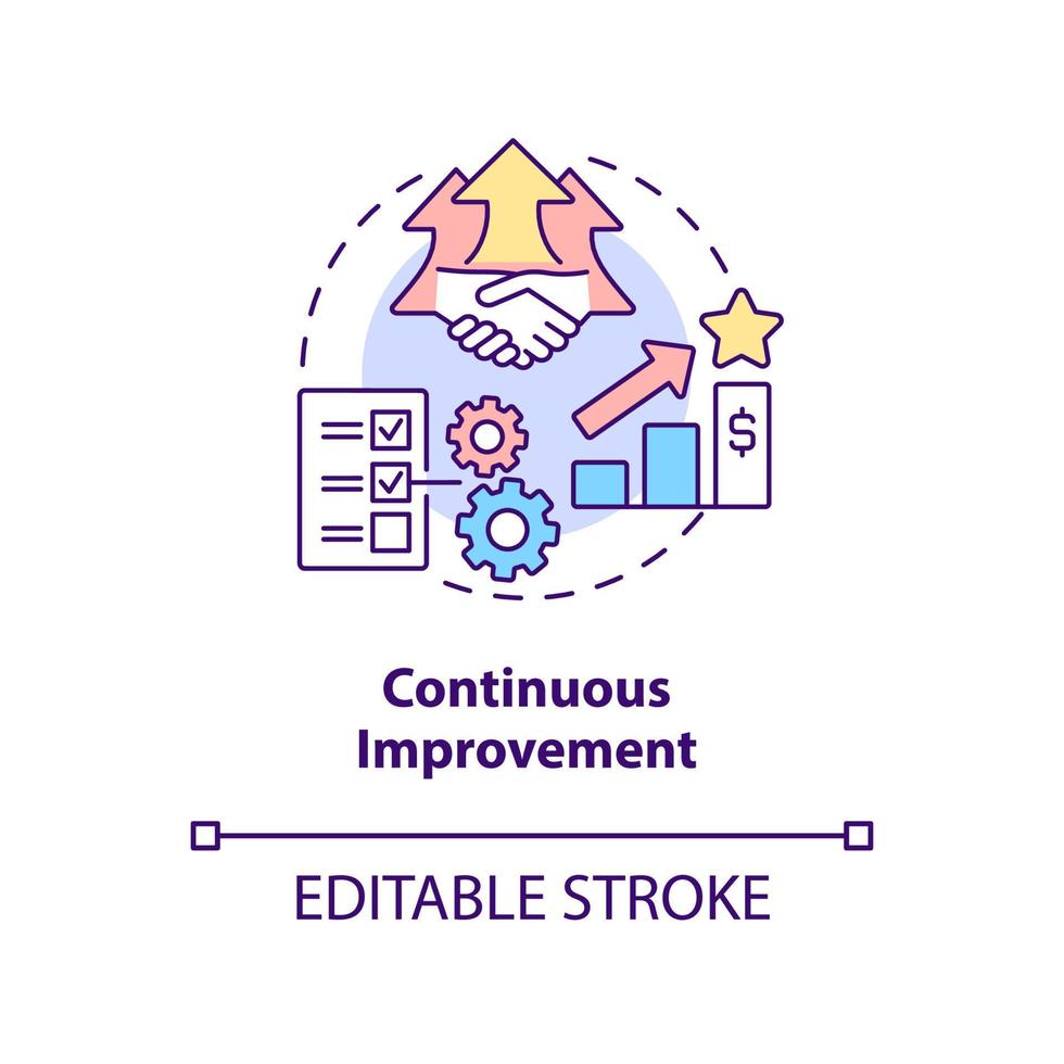 Continuous improvement concept icon. Lean manufacturing principle abstract idea thin line illustration. Isolated outline drawing. Editable stroke. vector