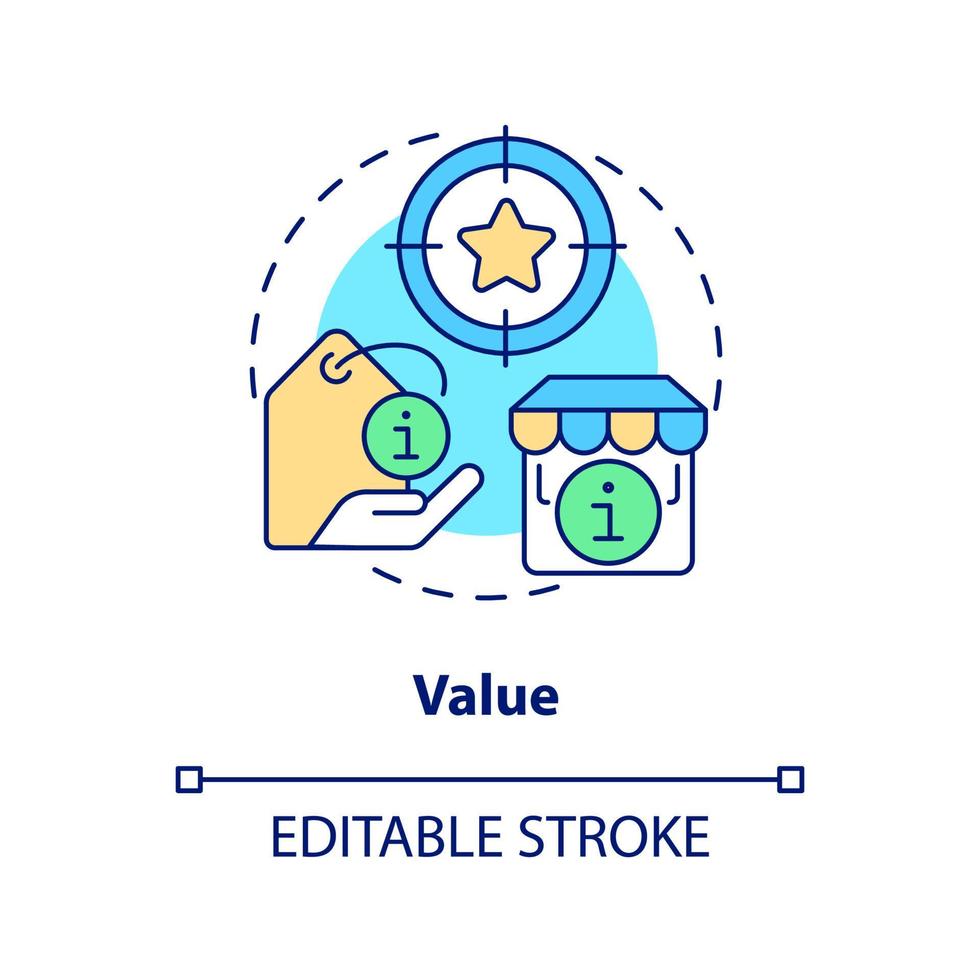 Value concept icon. Product usefulness. Lean manufacturing key principle abstract idea thin line illustration. Isolated outline drawing. Editable stroke. vector