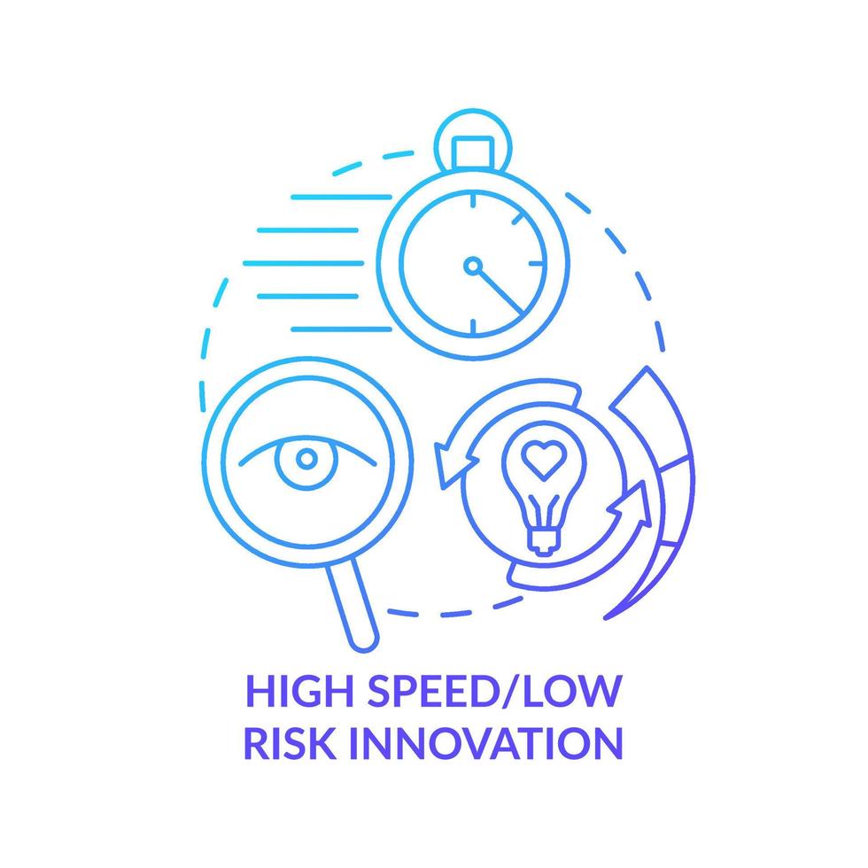 High speed and low risk innovation blue gradient concept icon. Future innovation concept abstract idea thin line illustration. Risk seeking. Isolated outline drawing. vector