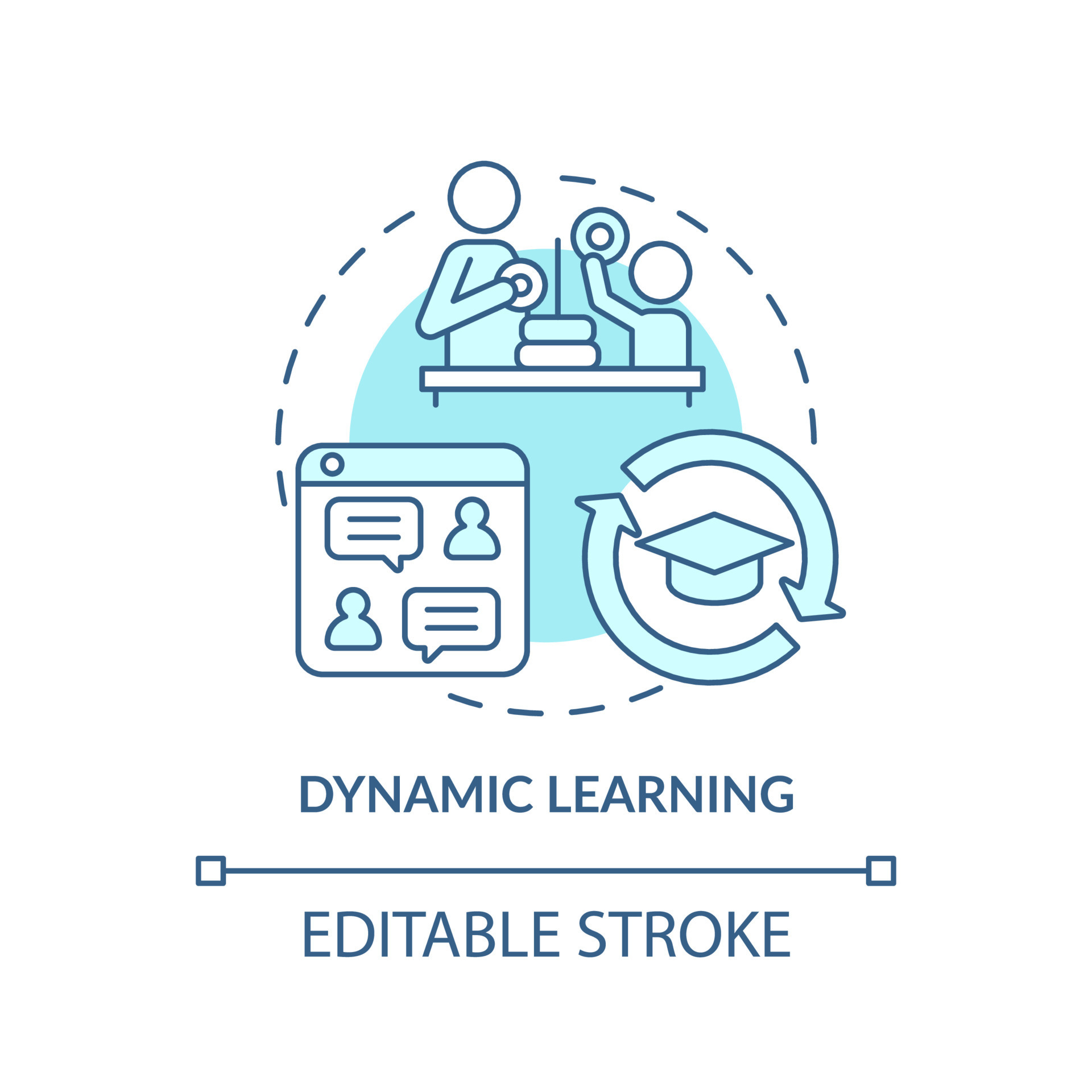Dynamic learning turquoise concept icon. Innovations and technology