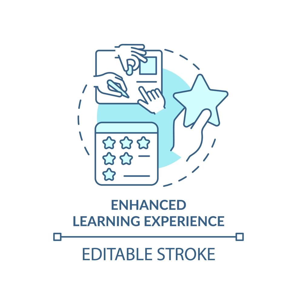 Enhanced learning experience turquoise concept icon. Gamification benefit. Education abstract idea thin line illustration. Isolated outline drawing. Editable stroke. vector