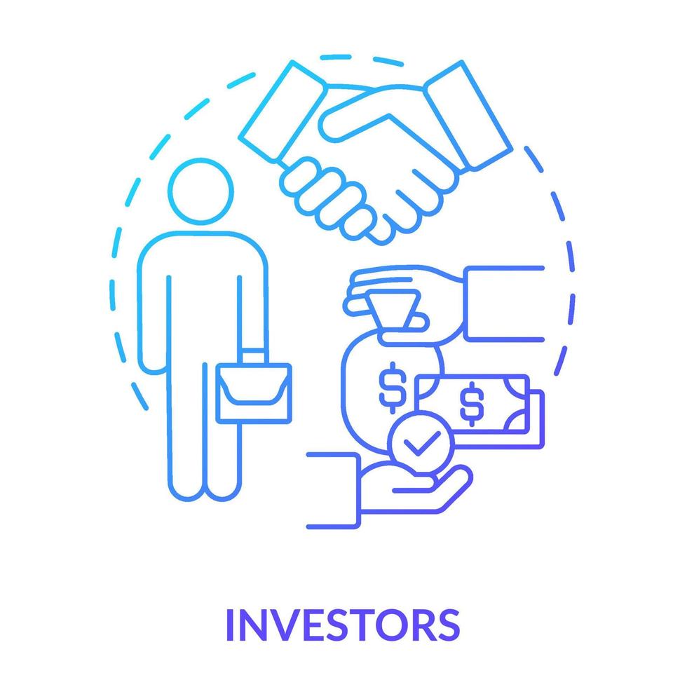 Investors blue gradient concept icon. Category of cooperative members abstract idea thin line illustration. Money investment and funding. Isolated outline drawing. vector