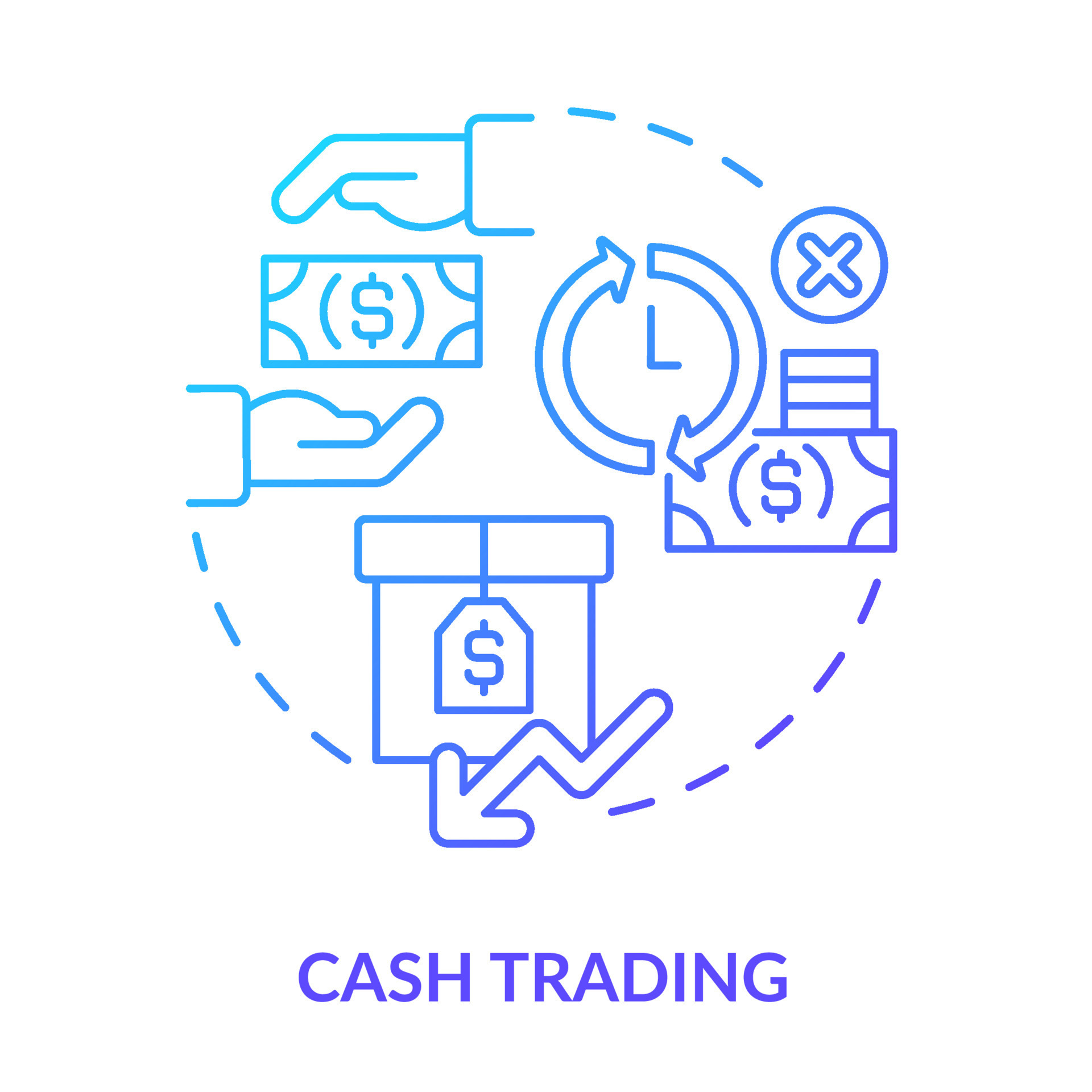 icono de concepto de gradiente azul de comercio de efectivo. sociedad