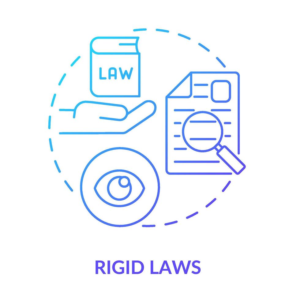 Rigid laws blue gradient concept icon. Cooperative society disadvantage abstract idea thin line illustration. Rules and regulations. Isolated outline drawing. vector