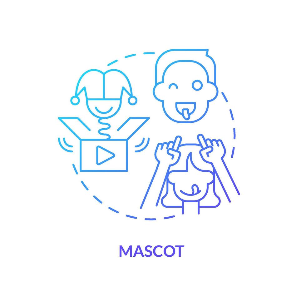 Mascot blue gradient concept icon. Make everything joke. Child role in dysfunctional families abstract idea thin line illustration. Isolated outline drawing. vector
