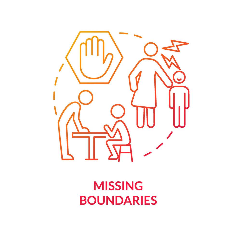 Missing boundaries red gradient concept icon. Toxic family relationship. Feature of dysfunctional families abstract idea thin line illustration. Isolated outline drawing. vector