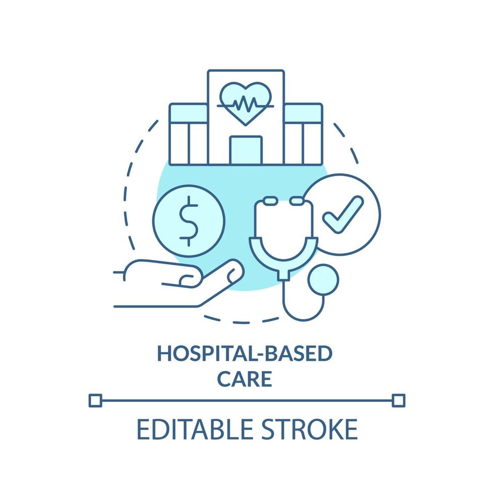 icono de concepto turquesa de atención hospitalaria. soporte financiero. servicio de atención médica idea abstracta ilustración de línea delgada. dibujo de contorno aislado. trazo editable. vector