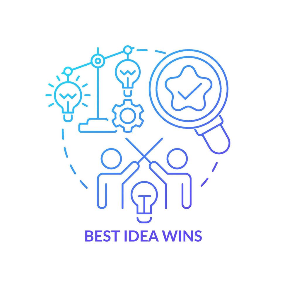 Best idea wins blue gradient concept icon. Cultural aspect in innovation abstract idea thin line illustration. Making better decisions. Isolated outline drawing. vector