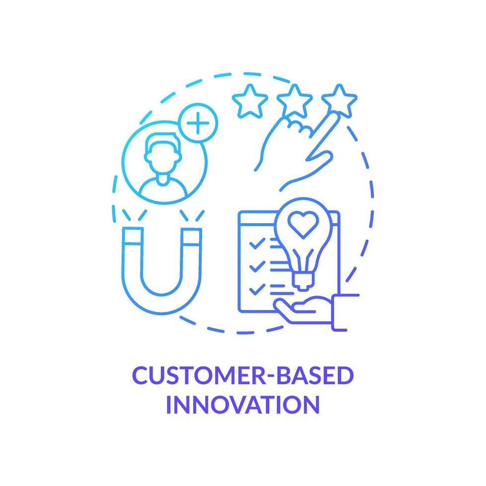 Customer-based innovation blue gradient concept icon. Future of innovation management aspect abstract idea thin line illustration. Isolated outline drawing. vector