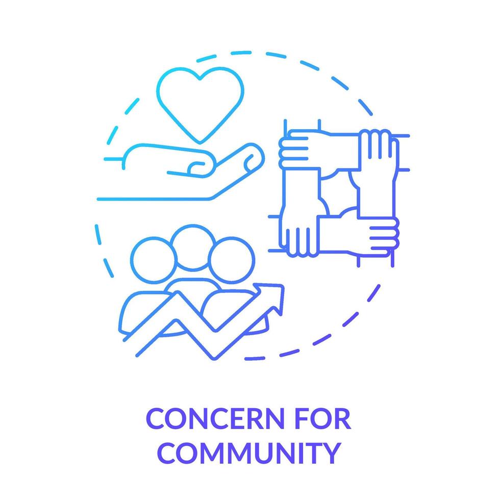Concern for community blue gradient concept icon. Cooperative principle abstract idea thin line illustration. Sustainable development. Isolated outline drawing. vector