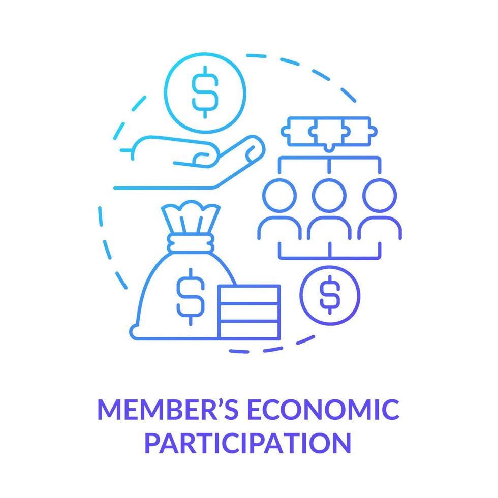 Member economic participation blue gradient concept icon. Cooperative principle abstract idea thin line illustration. Capital control. Isolated outline drawing. vector
