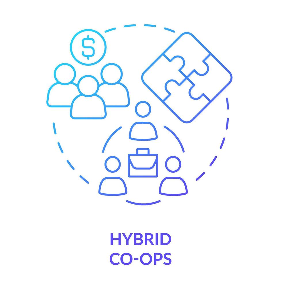 Hybrid co-ops blue gradient concept icon. Worker-consumer cooperative abstract idea thin line illustration. More access to capital. Collective unit. Isolated outline drawing. vector