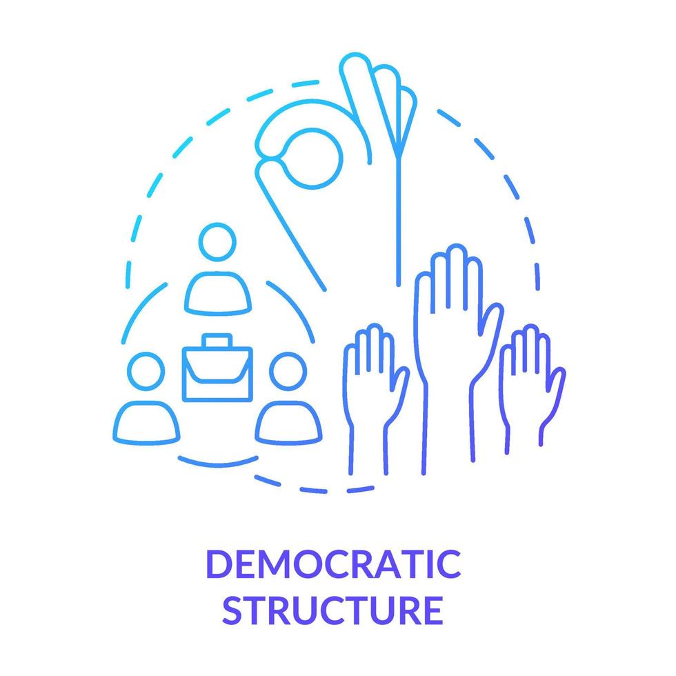 Democratic structure blue gradient concept icon. Cooperative society advantage abstract idea thin line illustration. Equal participation. Isolated outline drawing. vector