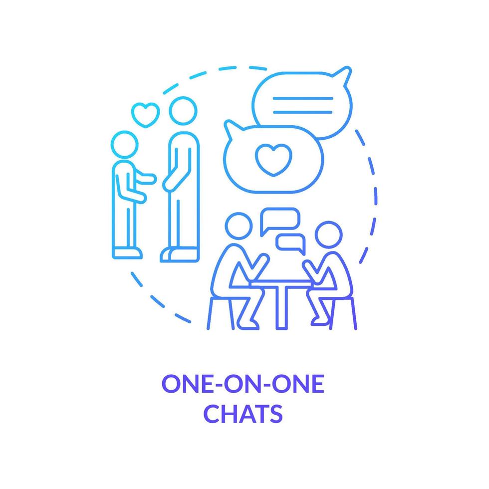 One on one chats blue gradient concept icon. Individual relationship. Quality time together abstract idea thin line illustration. Isolated outline drawing. vector