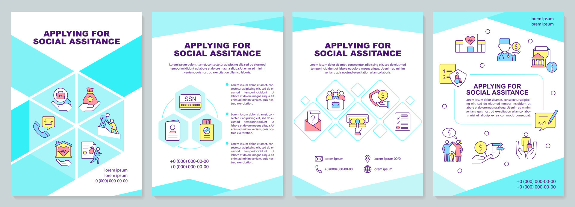 Applying for social assistance brochure template. Program and service