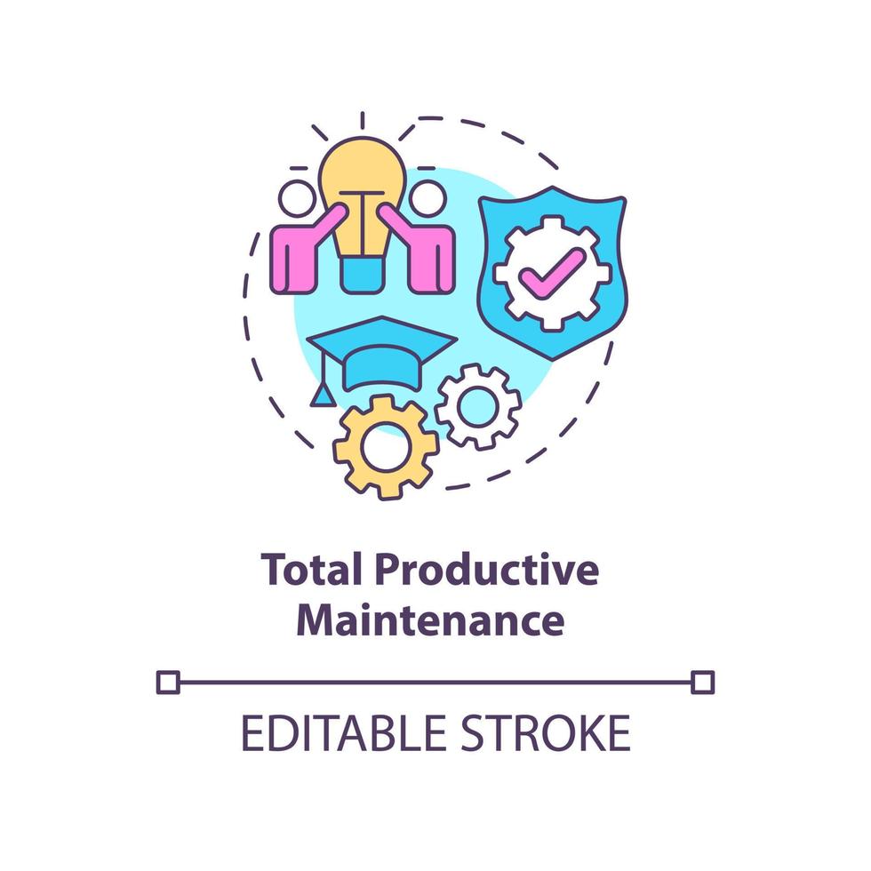 Total productive maintenance concept icon. Lean manufacturing principle abstract idea thin line illustration. Isolated outline drawing. Editable stroke. vector