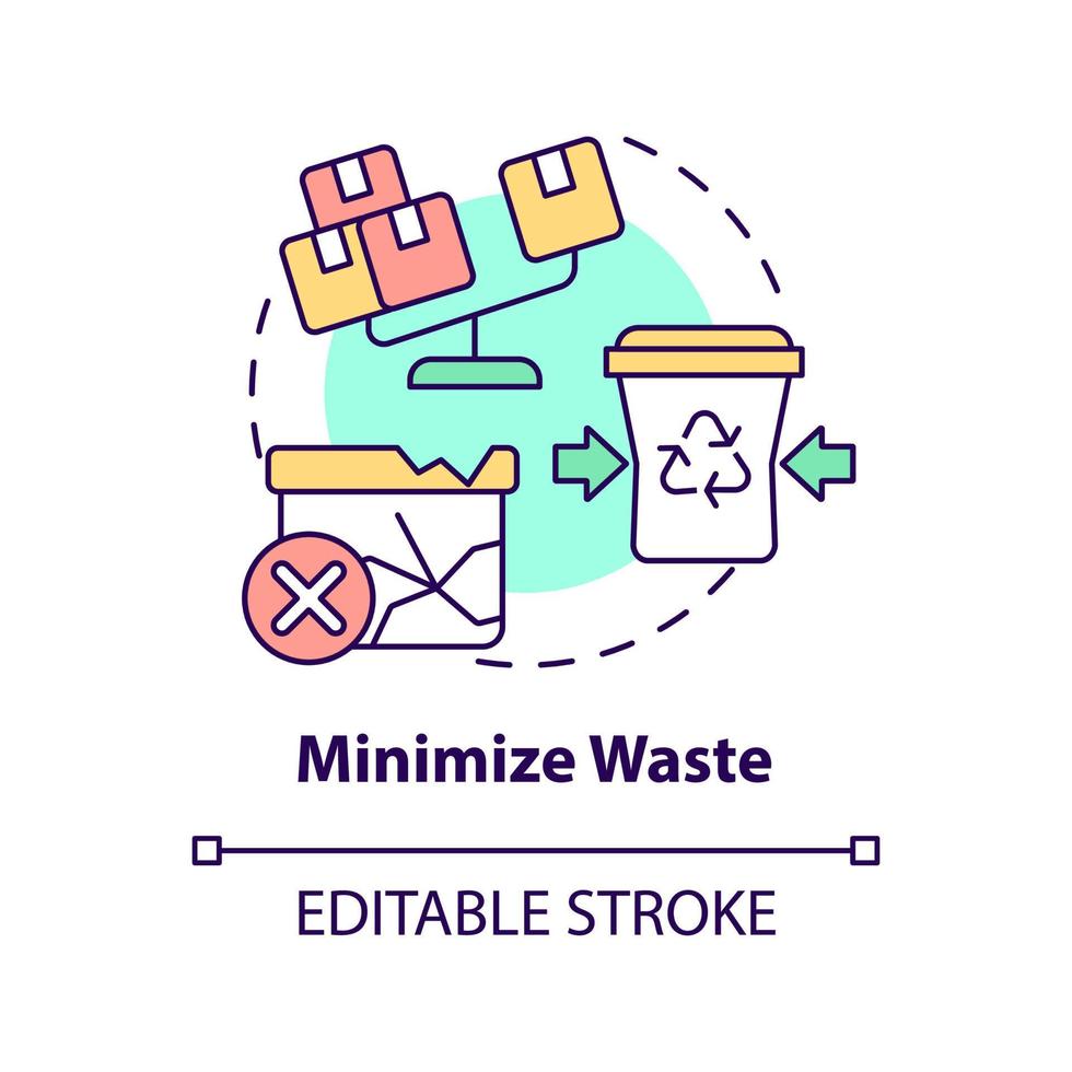 Minimize waste concept icon. Eliminate losses. Purpose of lean manufacturing abstract idea thin line illustration. Isolated outline drawing. Editable stroke. vector
