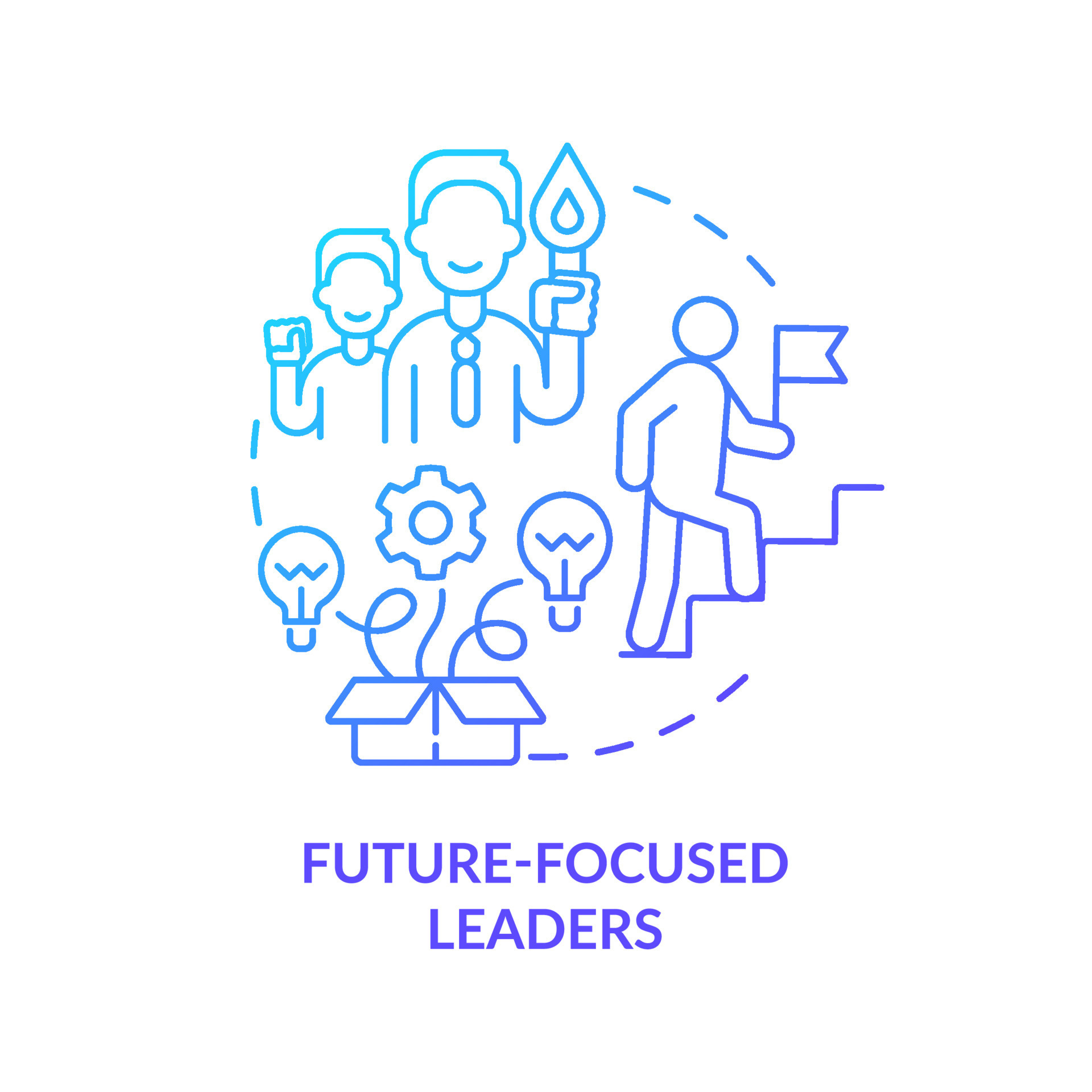 Futurefocused leaders blue gradient concept icon. Principle for