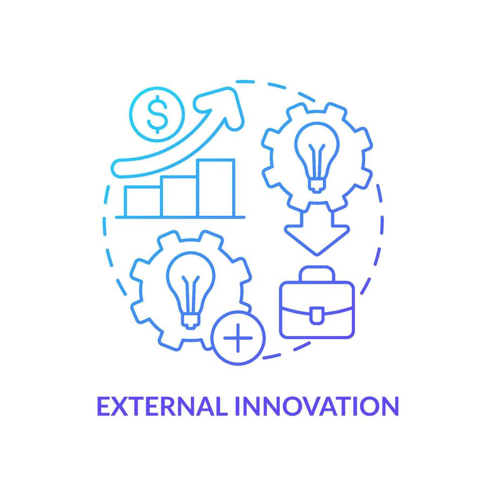 External innovation blue gradient concept icon. Source for idea generation abstract idea thin line illustration. Partnerships, contracts. Isolated outline drawing. vector