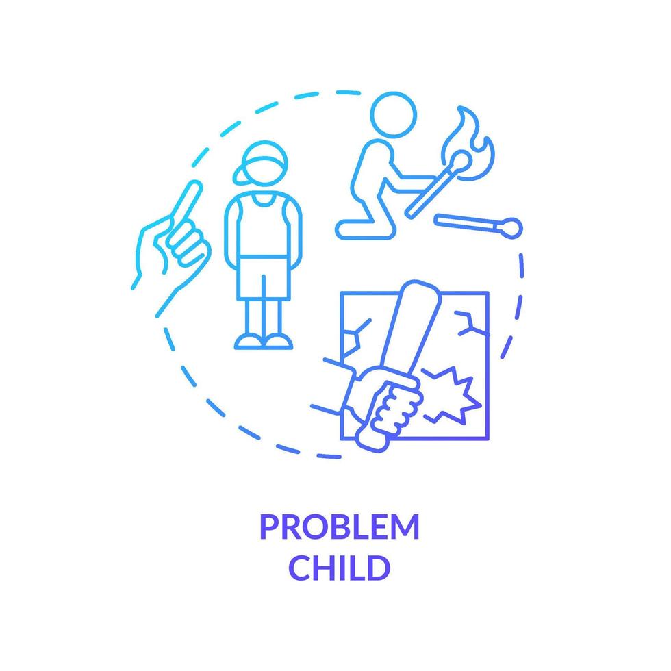 Problem child blue gradient concept icon. Scapegoat kid. Child role in dysfunctional families abstract idea thin line illustration. Isolated outline drawing. vector