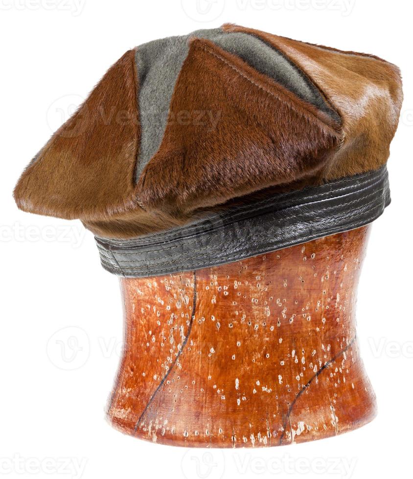 woman brown fur beret hat photo