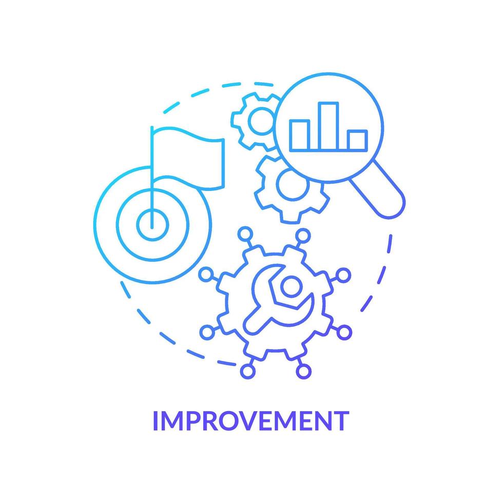 Improvement blue gradient concept icon. Innovation management key area abstract idea thin line illustration. Products and processes. Isolated outline drawing. vector