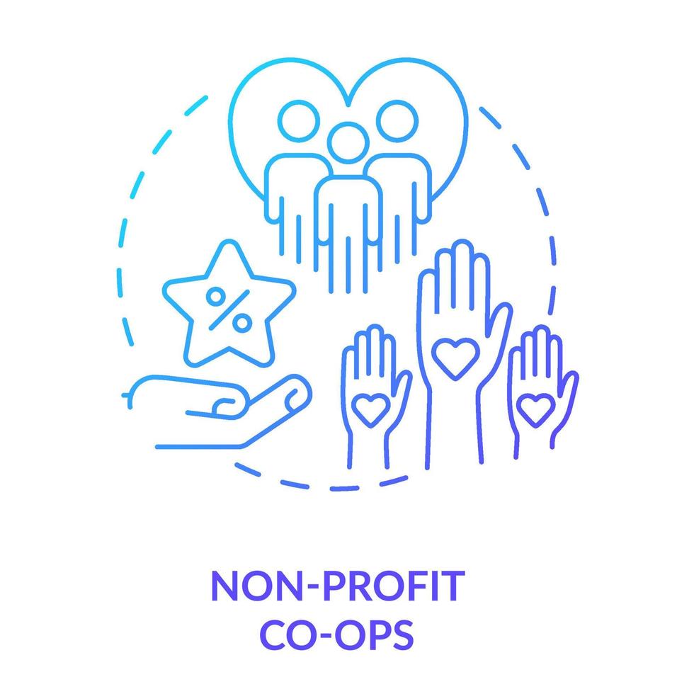 Non-profit co-ops blue gradient concept icon. Nonprofit organization members abstract idea thin line illustration. Charitable purpose. Isolated outline drawing. vector