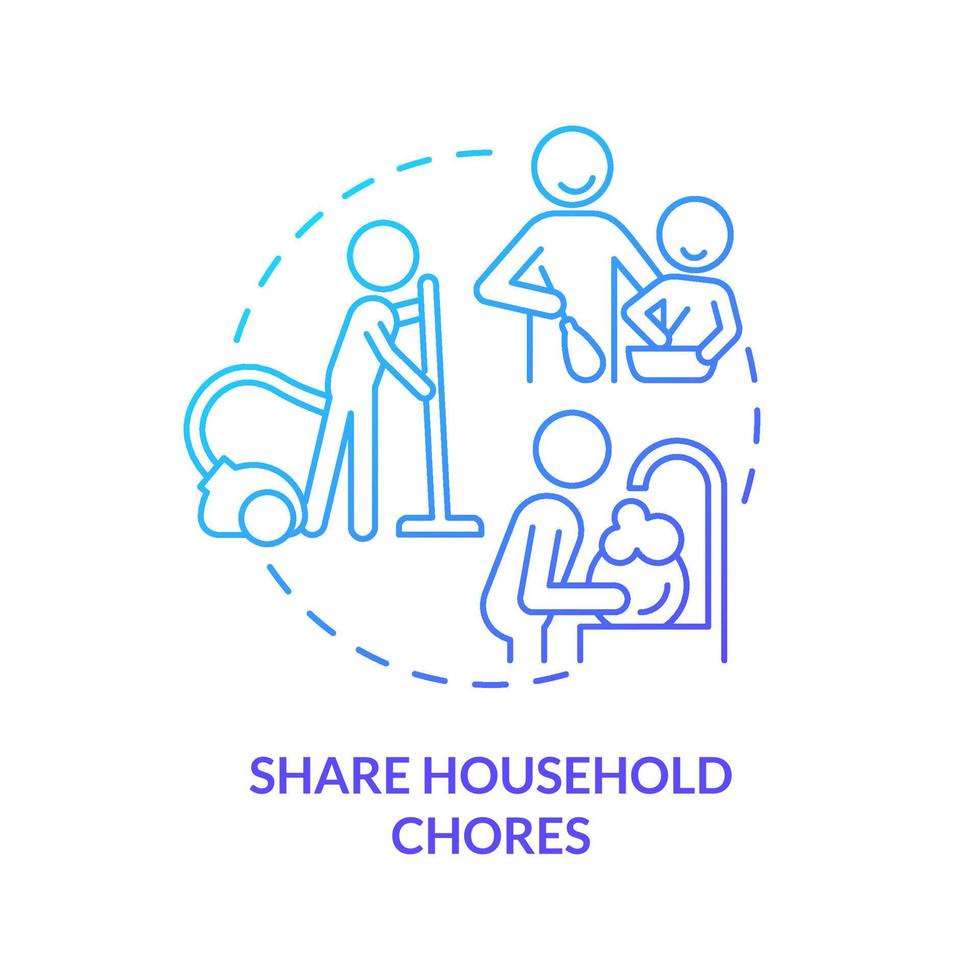 Share household chores blue gradient concept icon. Home responsibilities. Encouraging teamwork abstract idea thin line illustration. Isolated outline drawing. vector