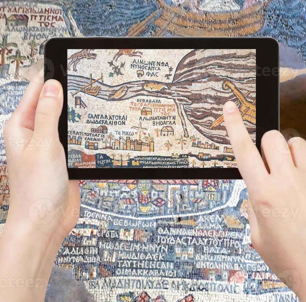 tourist photographs of ancient Holy Land map photo