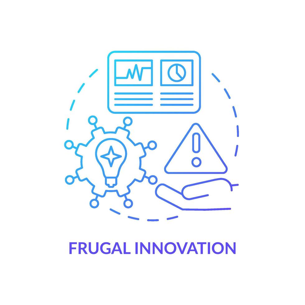 Frugal innovation blue gradient concept icon. Future of innovation management abstract idea thin line illustration. Low-cost product. Isolated outline drawing. vector