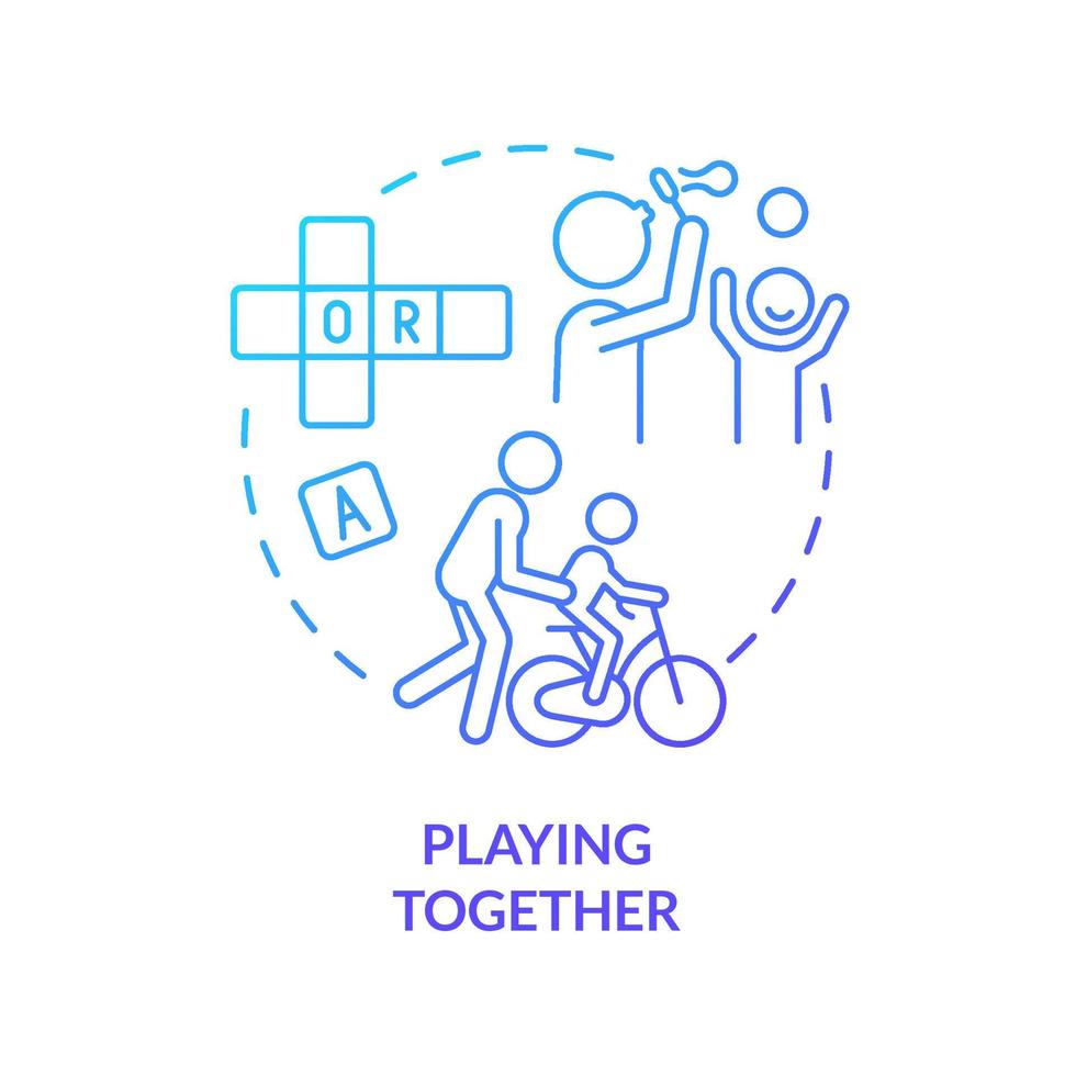 Playing together blue gradient concept icon. Playtime for all family members. Quality time together abstract idea thin line illustration. Isolated outline drawing. vector
