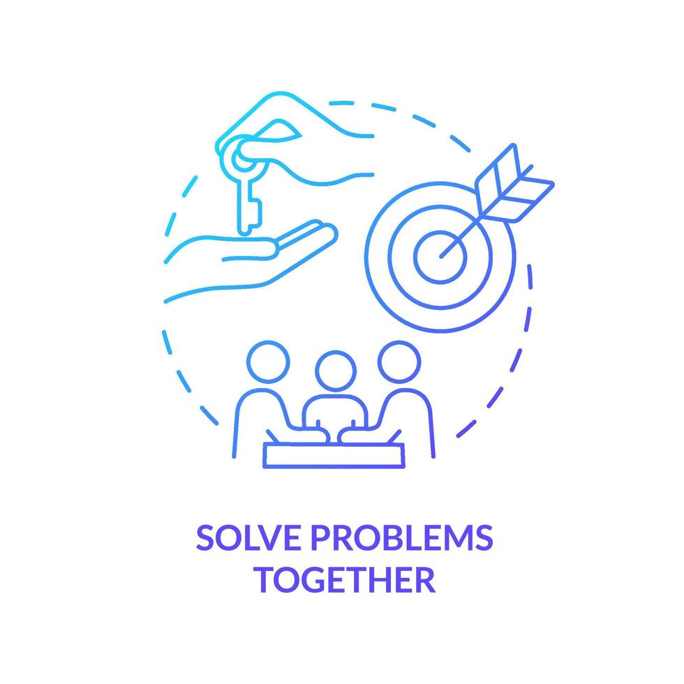 Solve problems together blue gradient concept icon. Family relationship. Encouraging teamwork abstract idea thin line illustration. Isolated outline drawing. vector